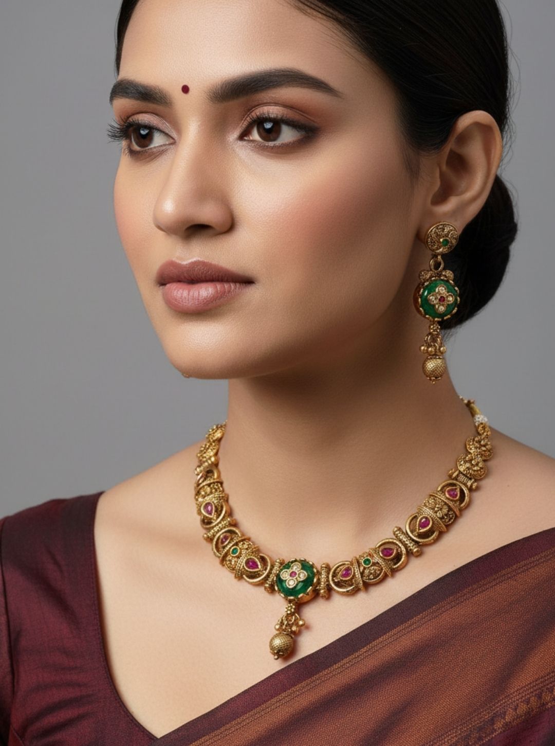 ANTIQUE FLORAL TEMPLE NECKLACE