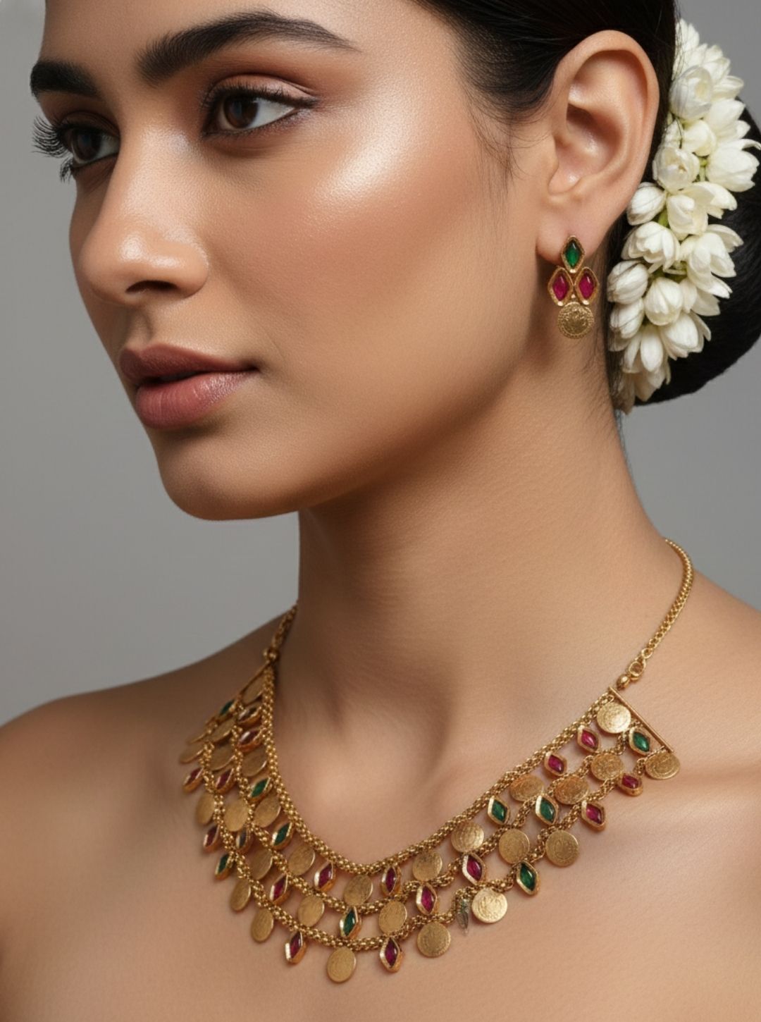 RUBY & EMERALD COIN NECKLACE