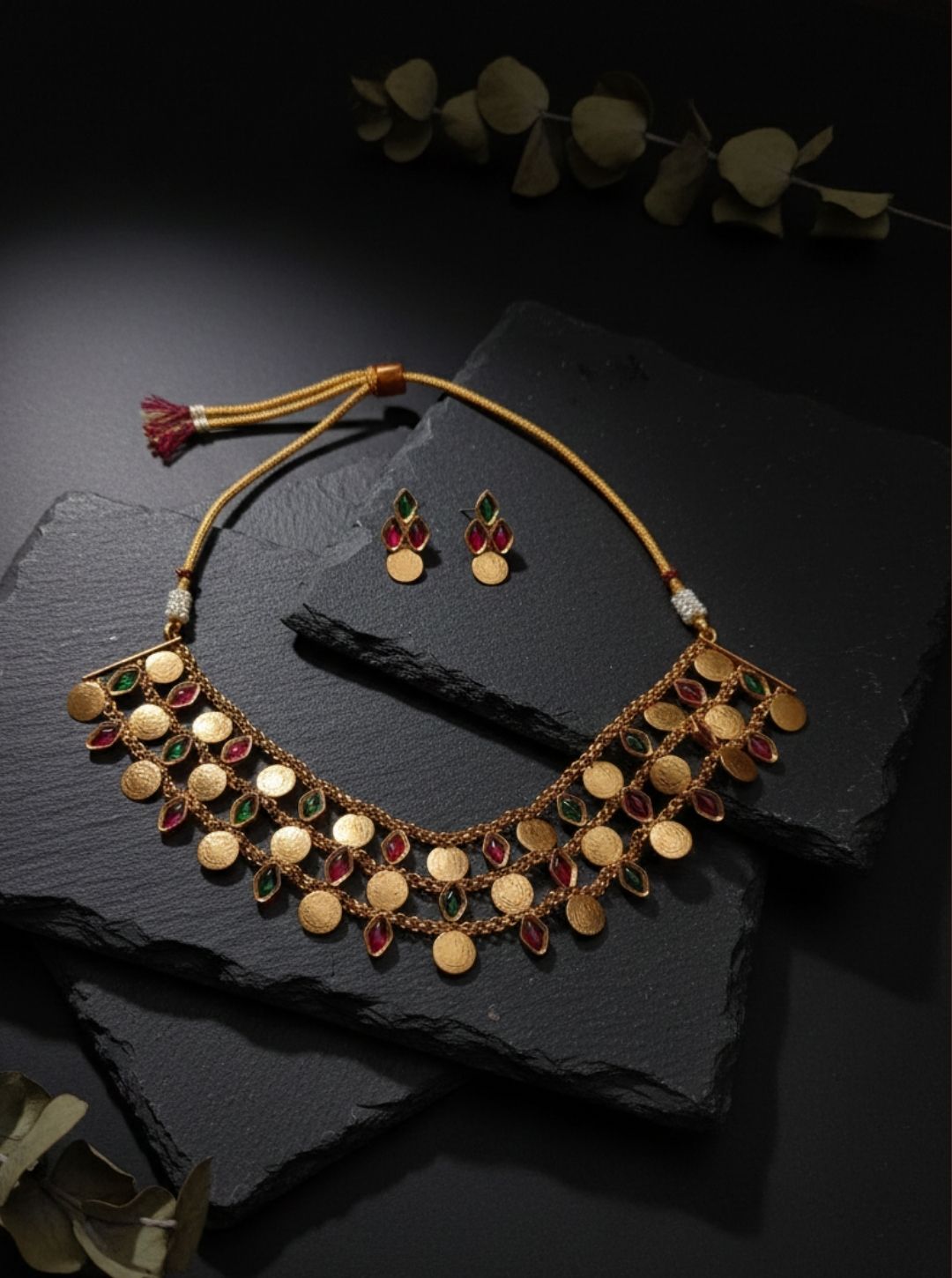 RUBY & EMERALD COIN NECKLACE