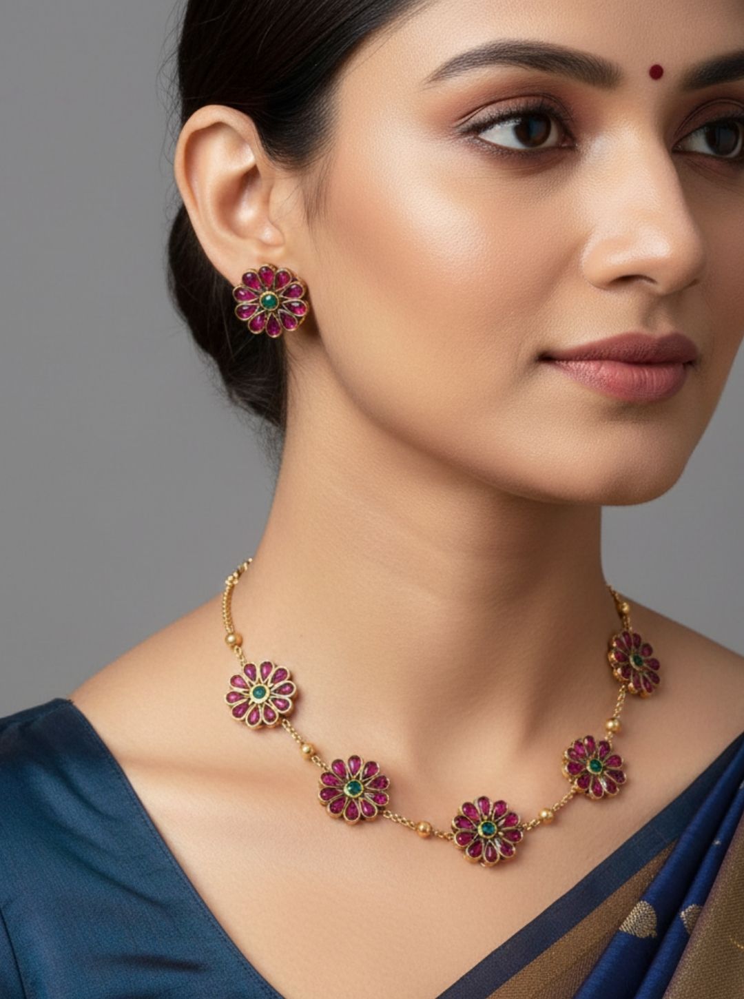 FLORAL TEMPLE MOTIF NECKLACE