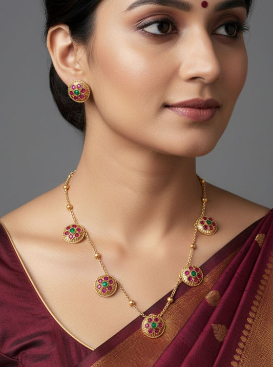 FLORAL COIN MEDALLION NECKLACE