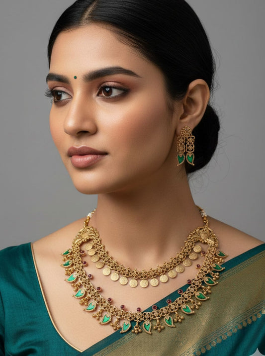 GRAND DUAL-LAYER COIN&LEAF NECKLACE