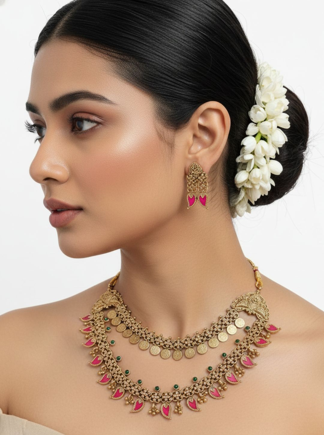 GRAND DUAL-LAYER COIN&LEAF NECKLACE