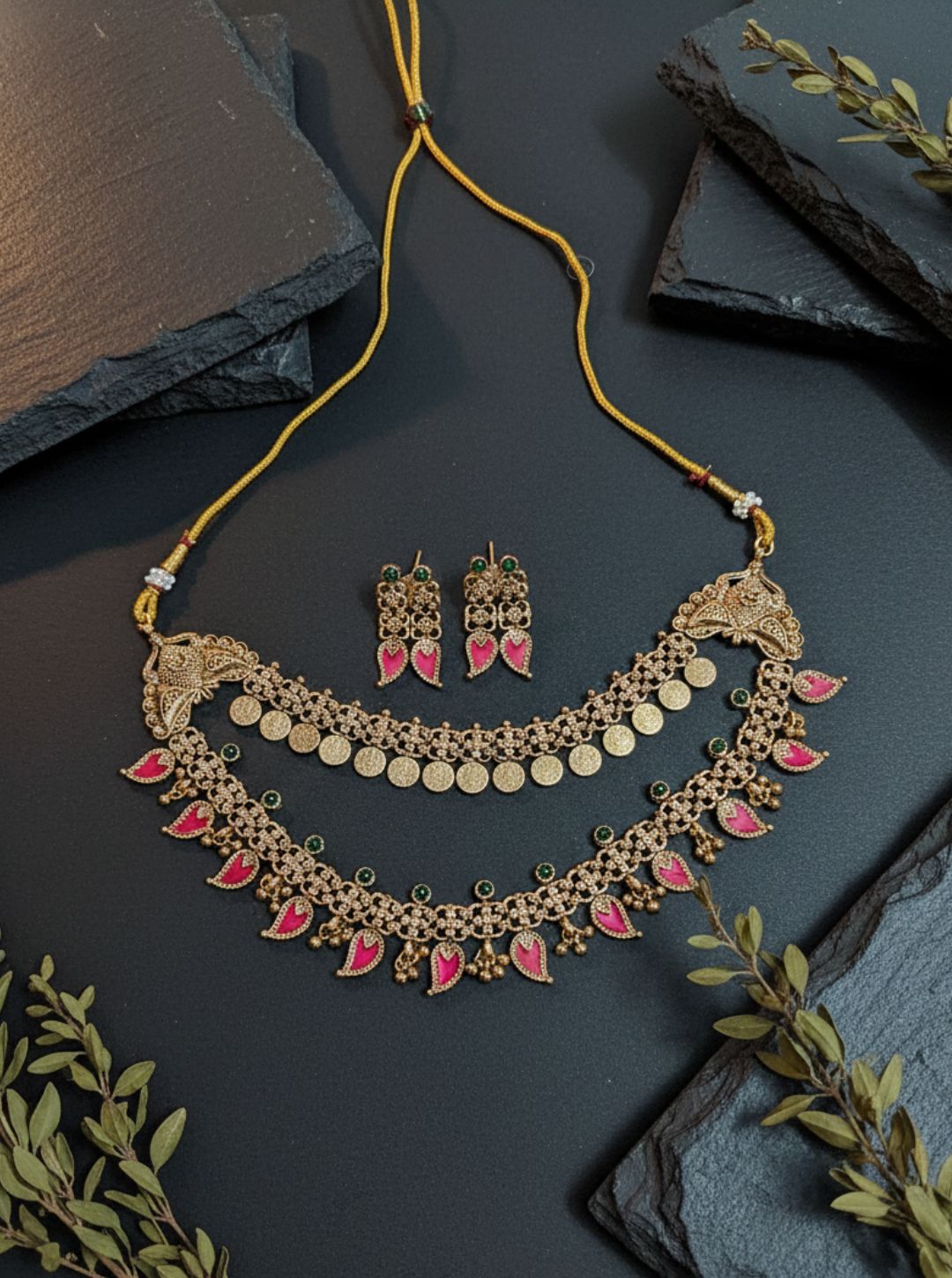 GRAND DUAL-LAYER COIN&LEAF NECKLACE