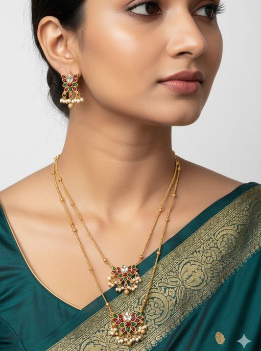 RUBY FLORAL LAYER NECKLACE