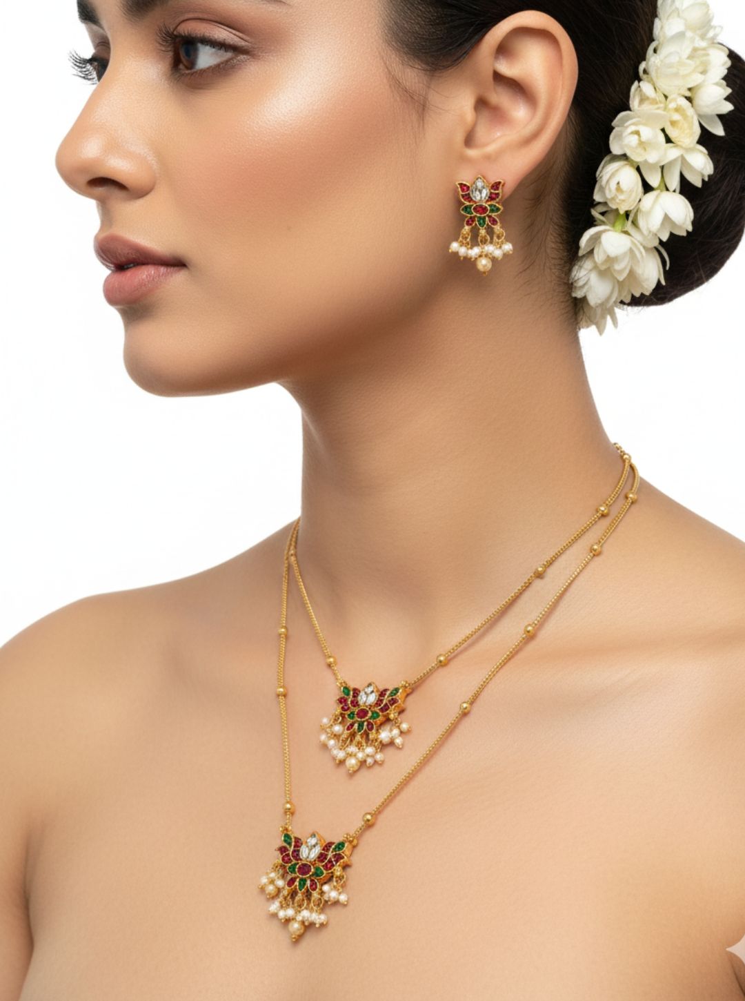 RUBY FLORAL LAYER NECKLACE