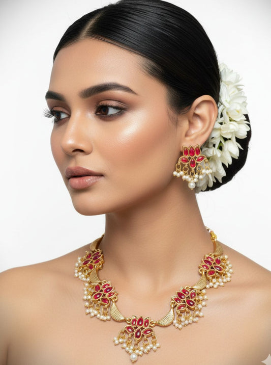 RUBY FLORAL NECKLACE