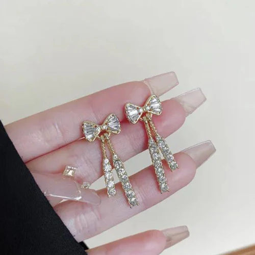 CRYSTAL BOW DROP EARRINGS