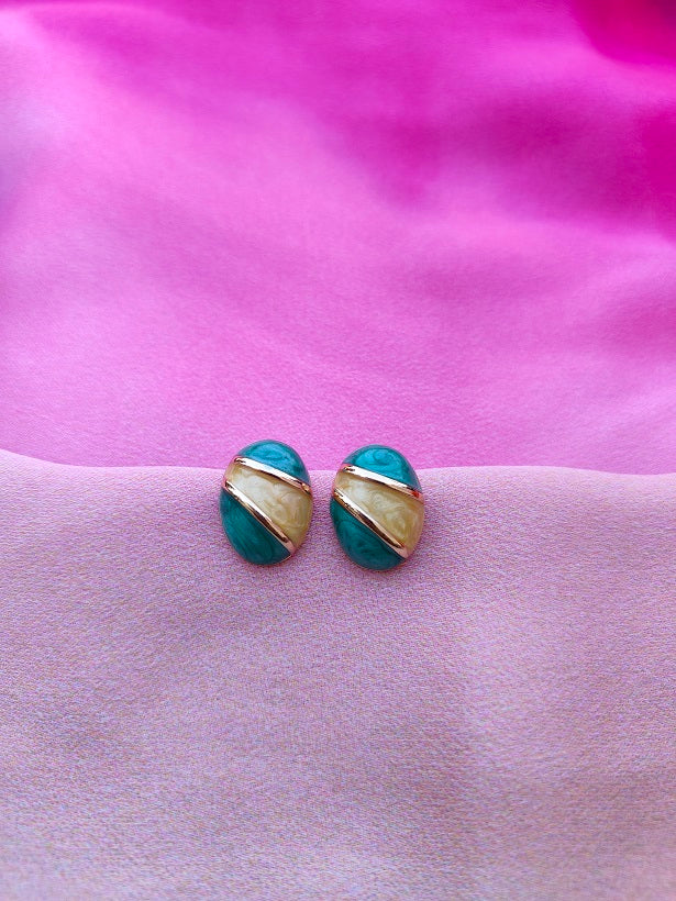 6COLOR OVAL DUOTONE EARRINGS
