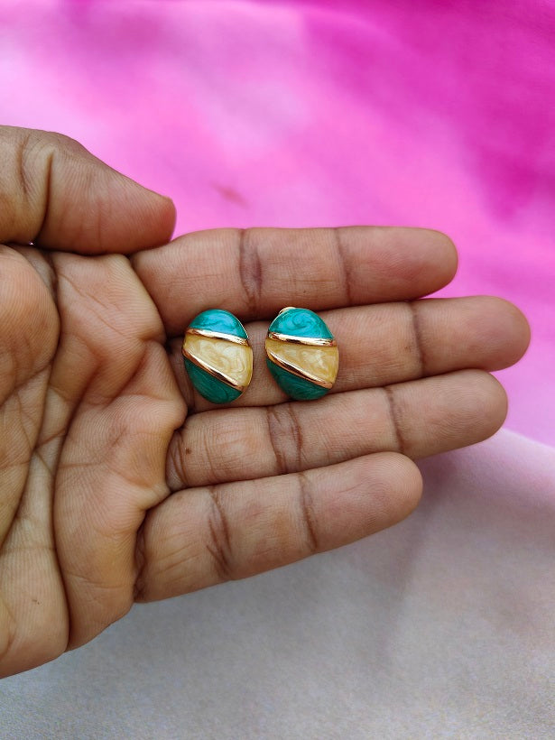 6COLOR OVAL DUOTONE EARRINGS