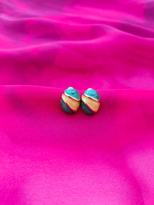 6COLOR OVAL DUOTONE EARRINGS