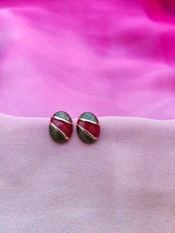 6COLOR OVAL DUOTONE EARRINGS