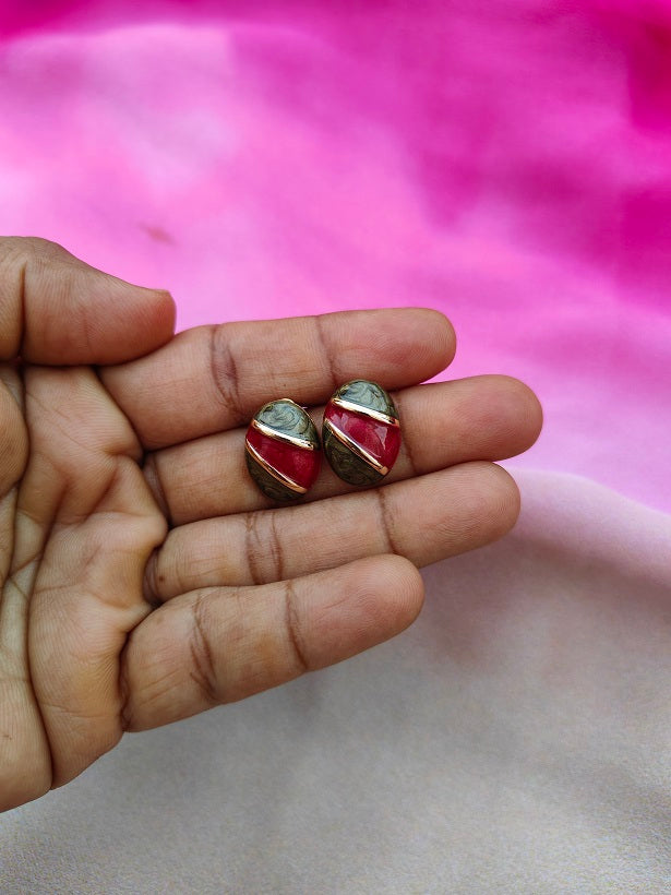 6COLOR OVAL DUOTONE EARRINGS