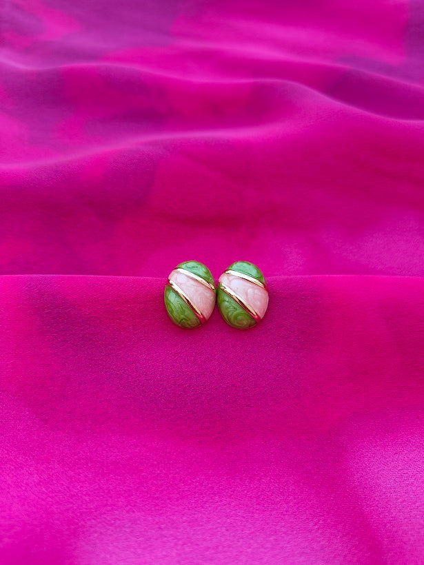 6COLOR OVAL DUOTONE EARRINGS