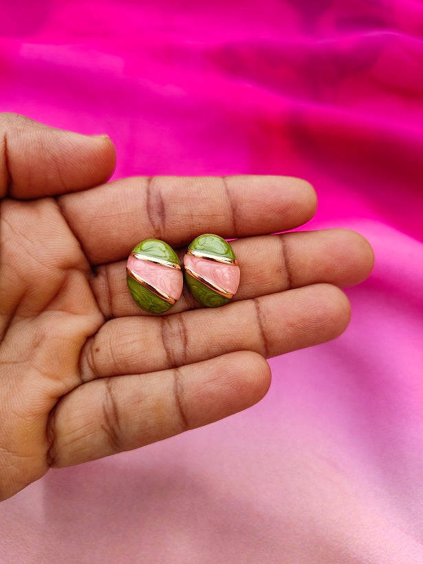 6COLOR OVAL DUOTONE EARRINGS