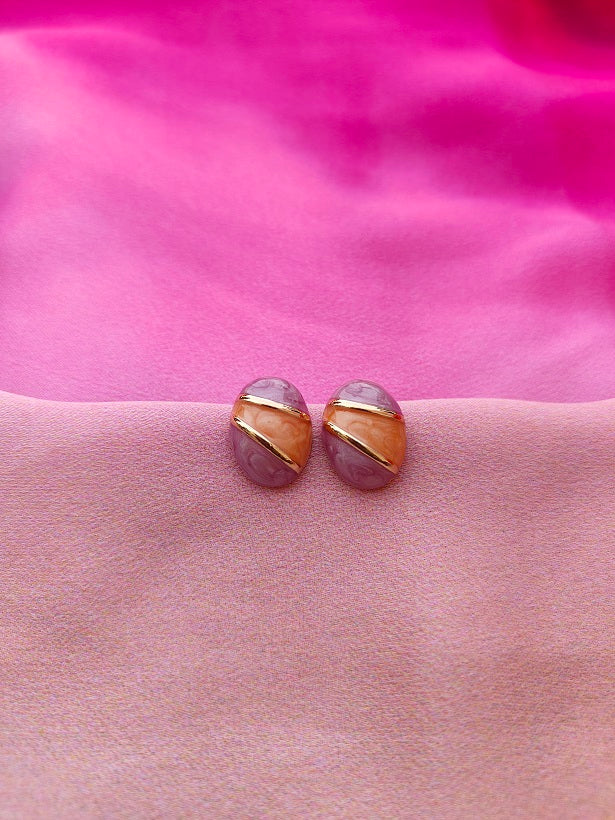 6COLOR OVAL DUOTONE EARRINGS
