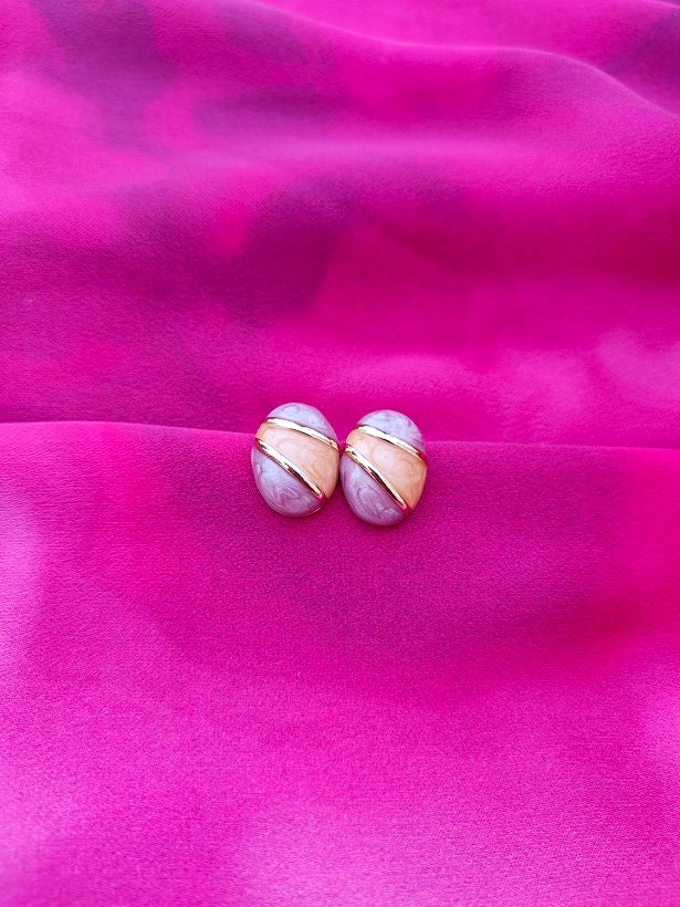 6COLOR OVAL DUOTONE EARRINGS
