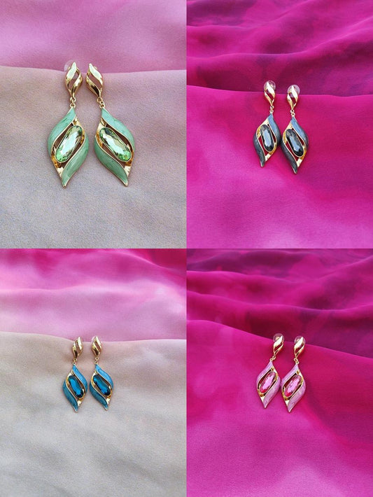 4COLOR CRYSTAL DEWDROP EARRINGS