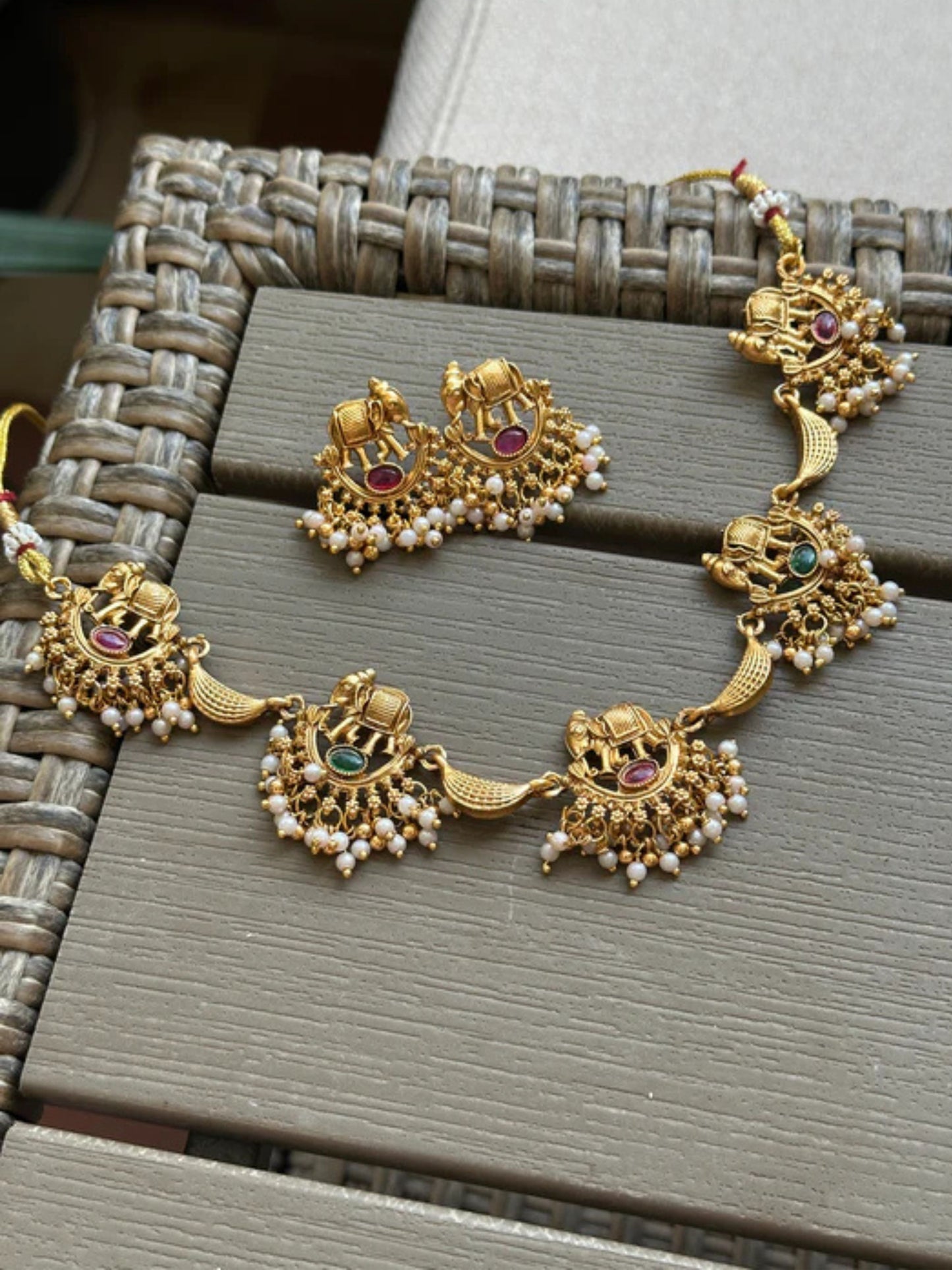 MOON ELEPHANT CHOKER NECKLACE