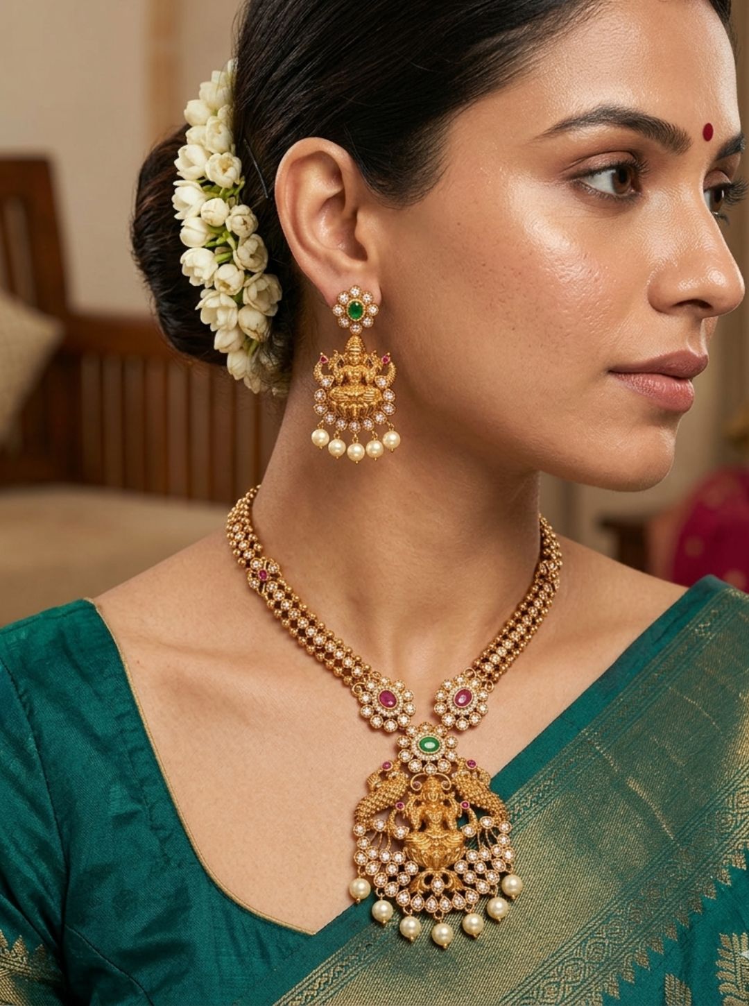 temple necklace for saree