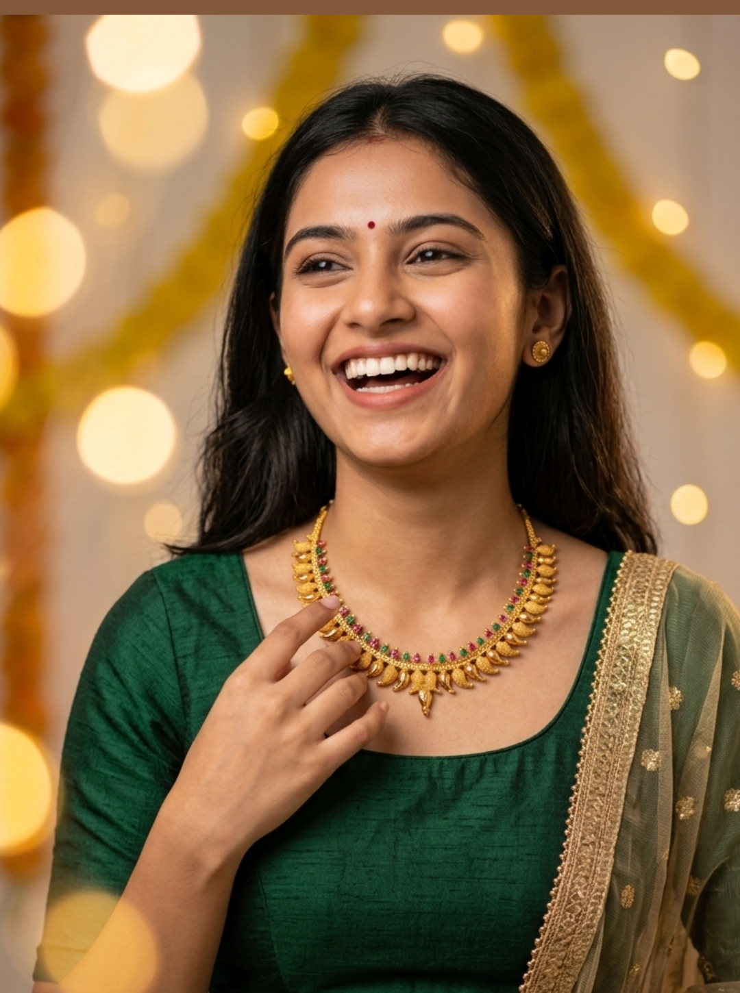 Traditional South Indian mango design necklace set